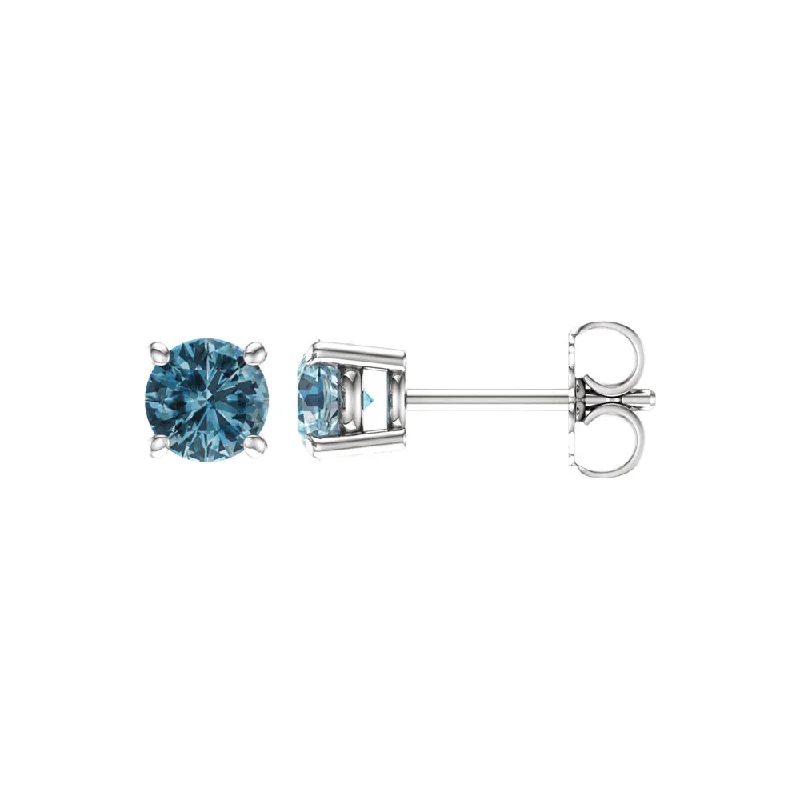 vintage earrings for women -5mm Round Sky Blue Topaz Stud Earrings in 14k White Gold