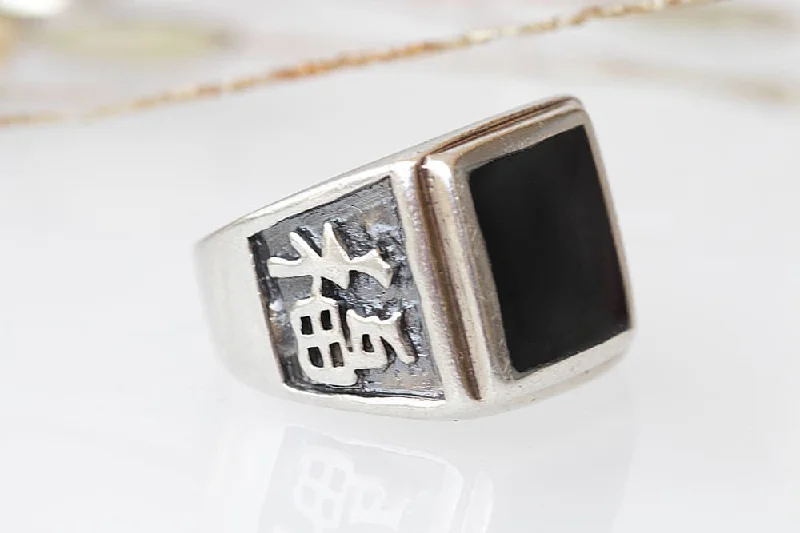 vintage diamond rings -STATEMENT ONYX RING