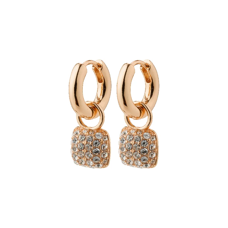 pearl earrings for women -CINDY crystal hoop earrings rosegold-plated