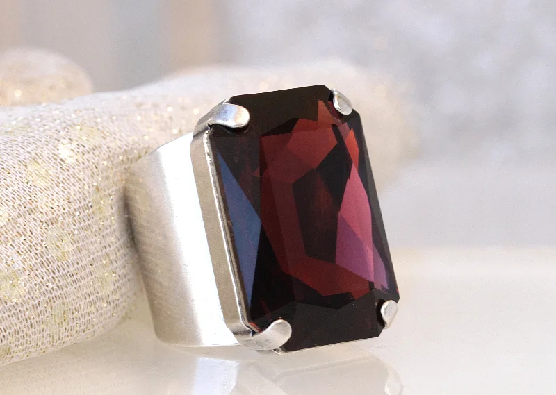 luxury wedding rings for women -BURGUNDY RING