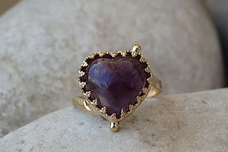 luxury sapphire rings -Gold Amethyst Ring