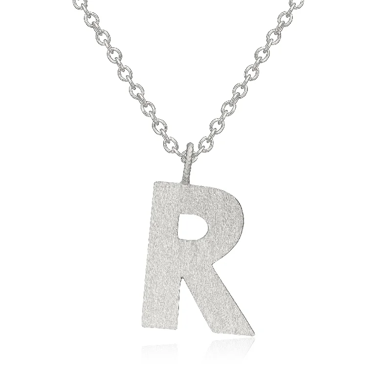 elegant diamond necklaces for women -Letter R Silver Necklace