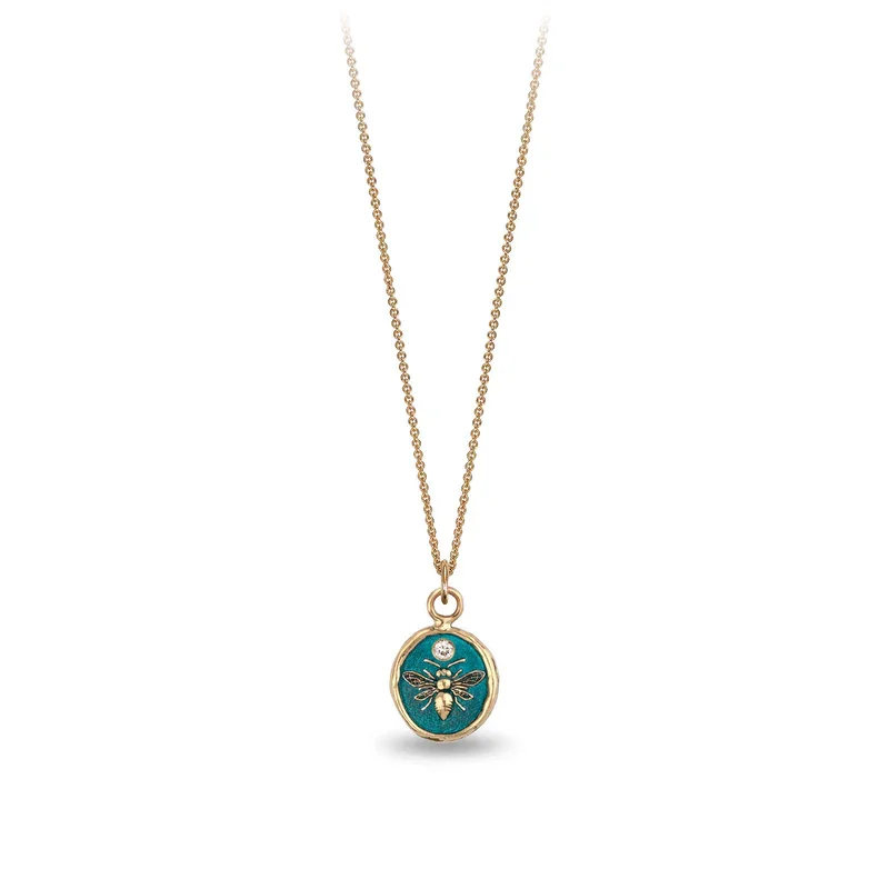 engraved necklaces for women -Motivated 14K Gold Appreciation Diamond Set Talisman - True Colors