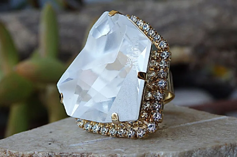 diamond-encrusted rings for women -Crystal Ring