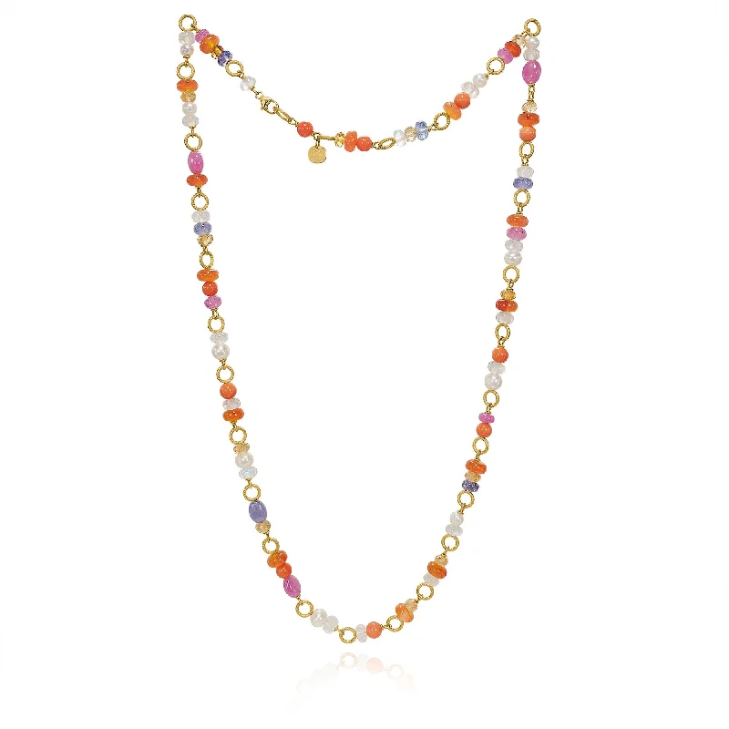 handmade silver necklaces for women -Wild Berry Limited edition 18K Colorful Gold Necklace w. Gemstones