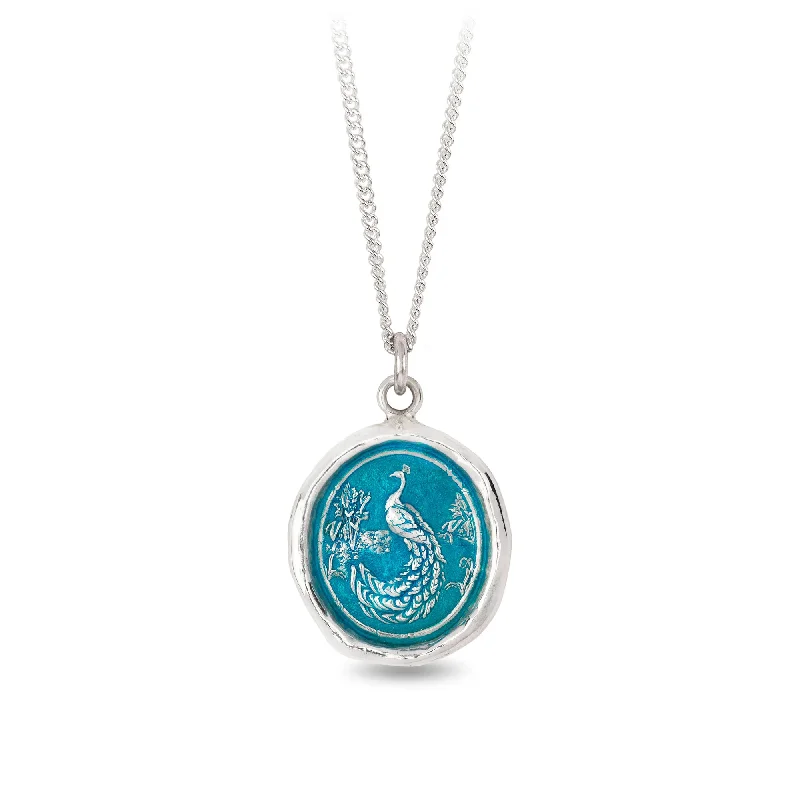 layered necklaces for women -Peacock Talisman - Capri Blue