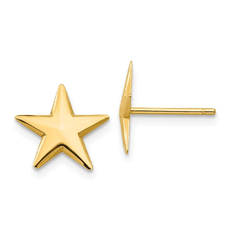 personalized stud earrings -11mm Nautical Star Post Earrings in 14k Yellow Gold