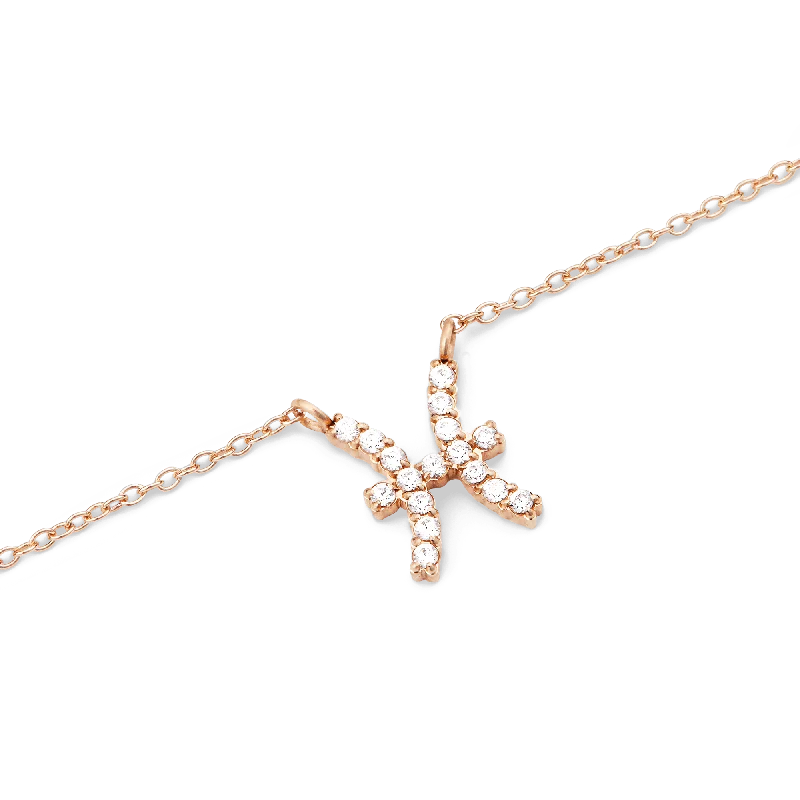 crystal necklaces for women -Crystal Zodiac Chain Necklace Rose Gold