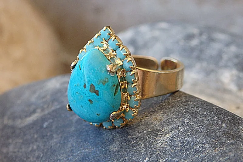 sapphire engagement rings for women -Turquoise Teardrop Ring