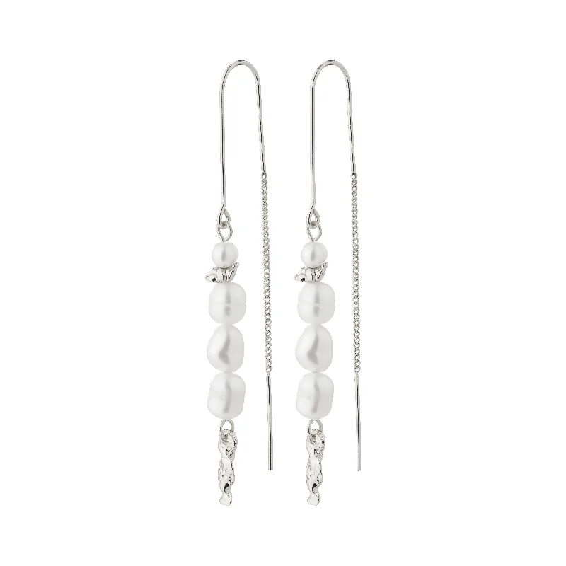 bohemian earrings for women -BERTHE pearl chain earrings silver-plated