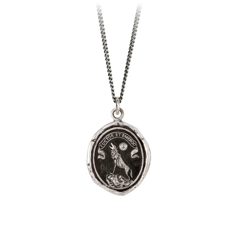 delicate gold necklaces for women -Struggle and Emerge Diamond Set Talisman