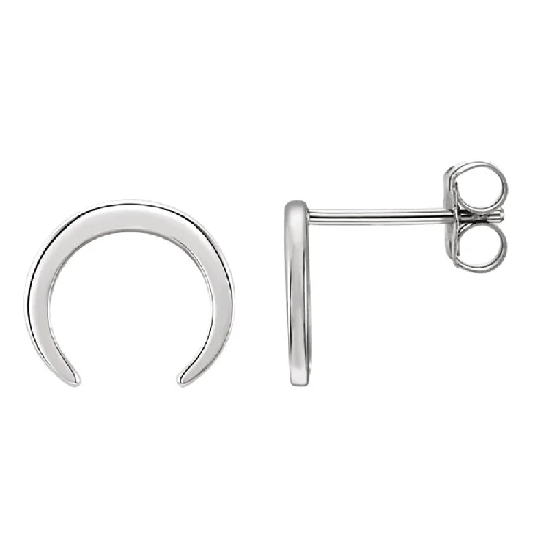 sparkling earrings for women -10mm x 9mm (3/8 Inch) Platinum Small Crescent Post Earrings