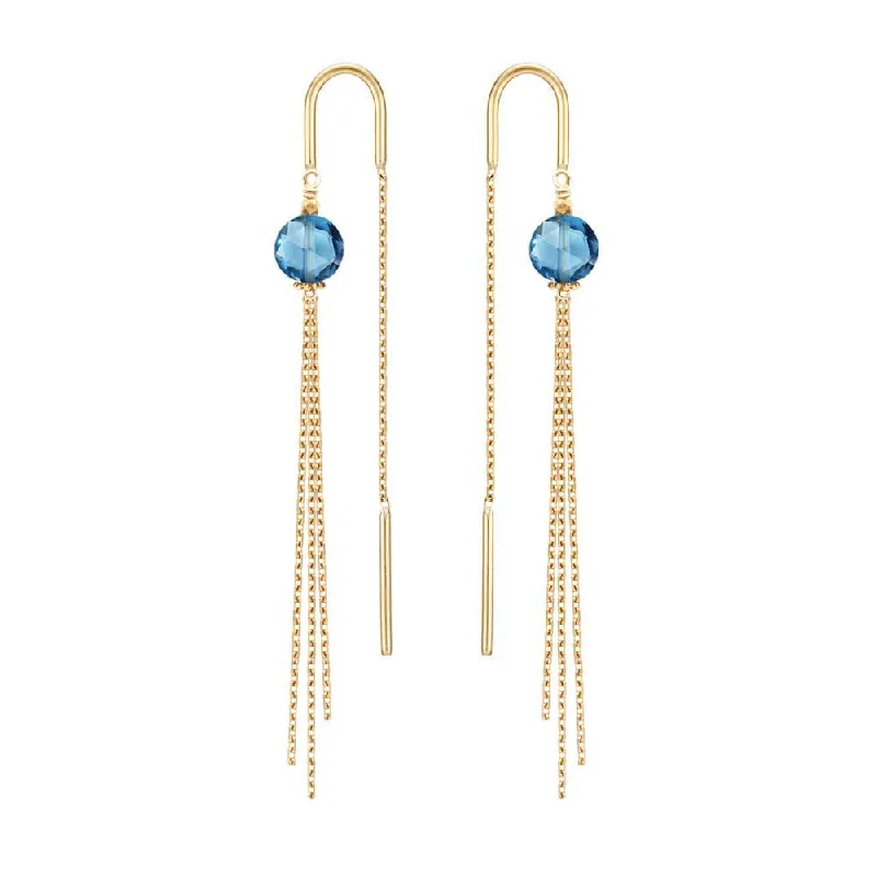 custom gemstone earrings for women -Medusa Earrings Blue Topaz - 18k Gold