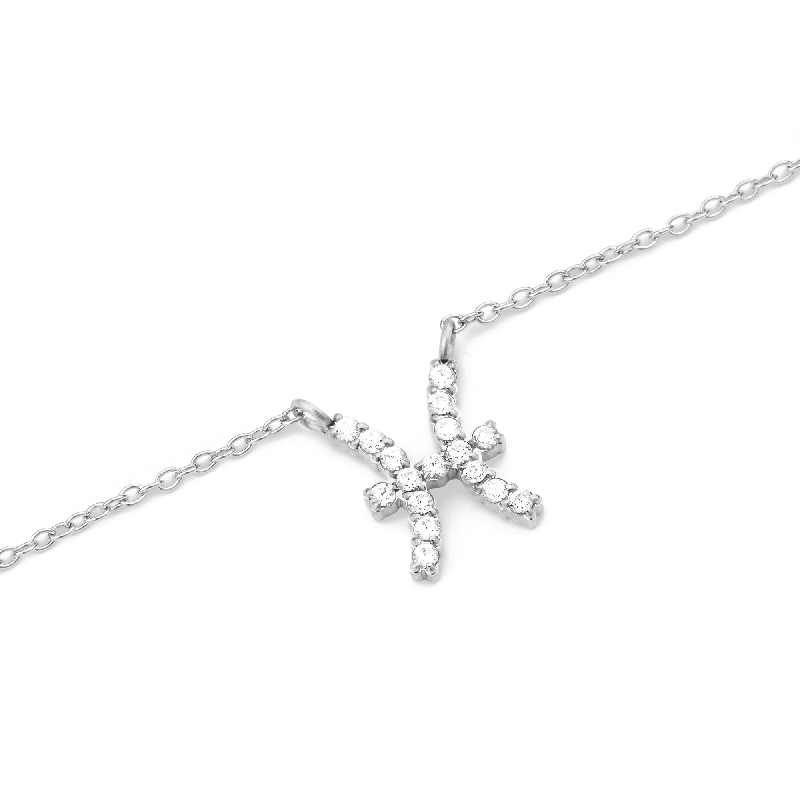 silver charm necklaces for women -Crystal Zodiac Chain Necklace Silver