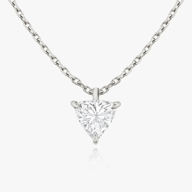 custom necklaces for women -Solitaire Trillion 14K Whitegold Necklace w. Lab-Grown Diamond