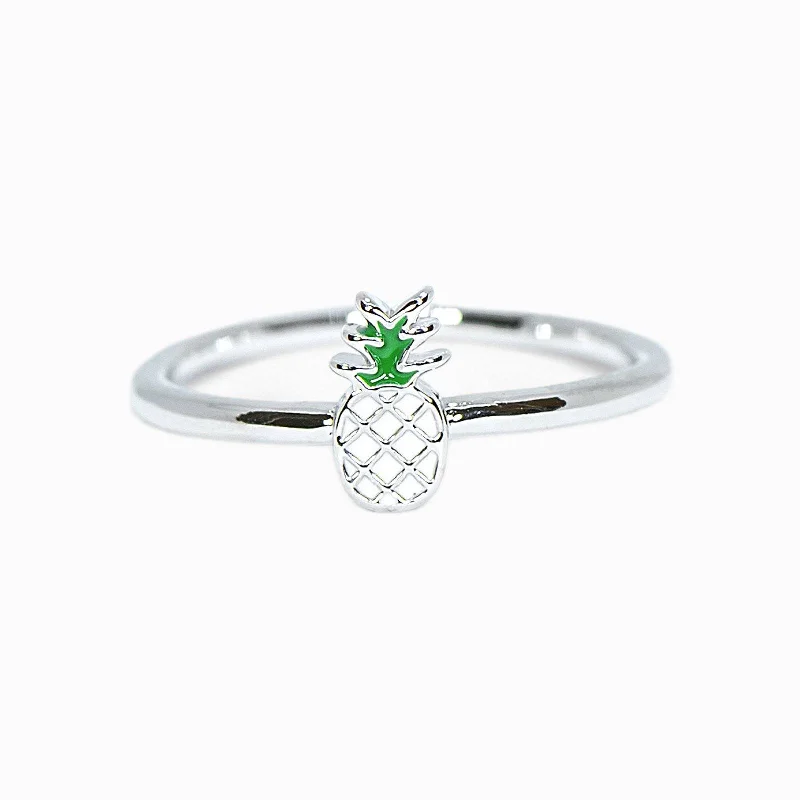 classic wedding rings for women -Enamel Pineapple Ring