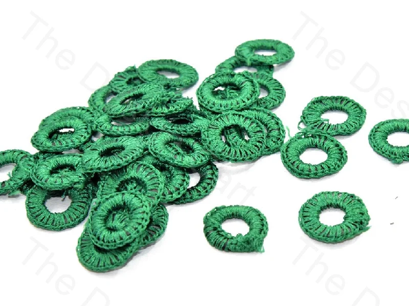 blue sapphire rings for women -Dark Green Small Round Crochet Thread Rings