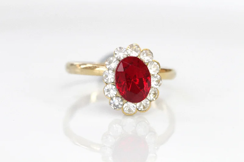 contemporary rings for women -RUBY RING, Cubic Zirconia Ring