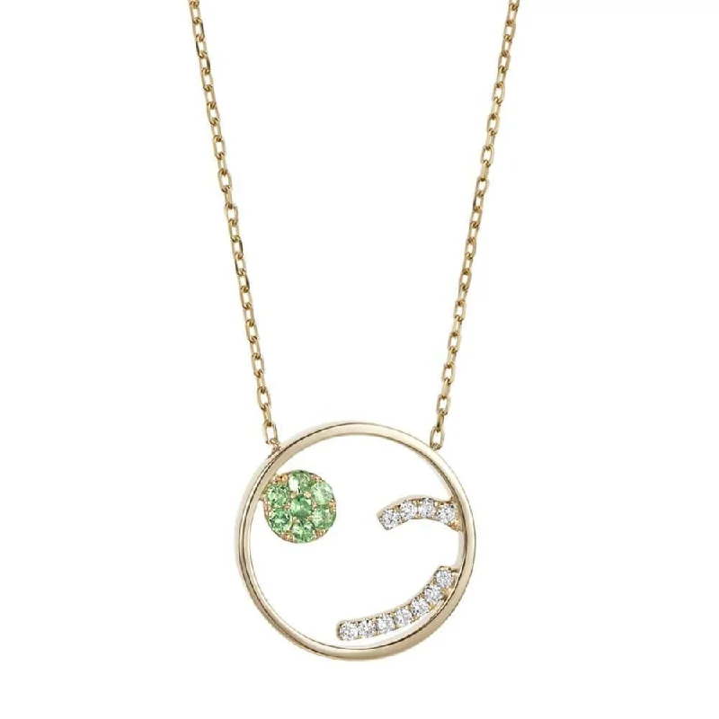 custom engraved necklaces -MOYEN Cheeky 18K Gold Necklace w. Tsavorite & Diamond