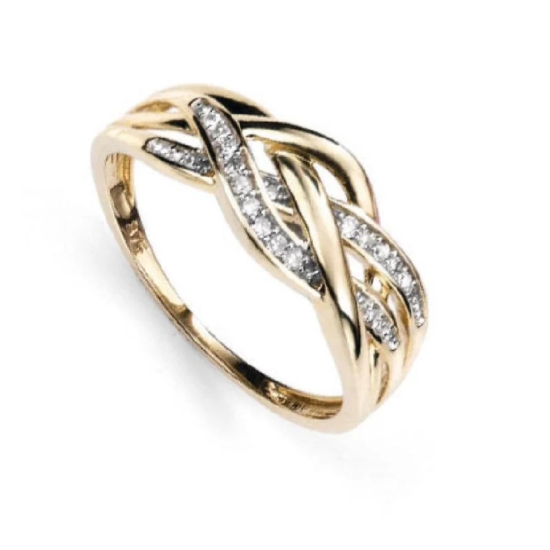 infinity wedding bands for women -9ct Yellow Gold Dia Plaited Ring