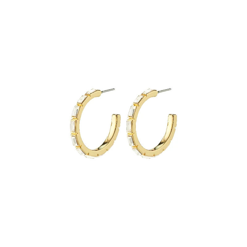 luxury crystal earrings for women -RUE recycled hoops gold-plated