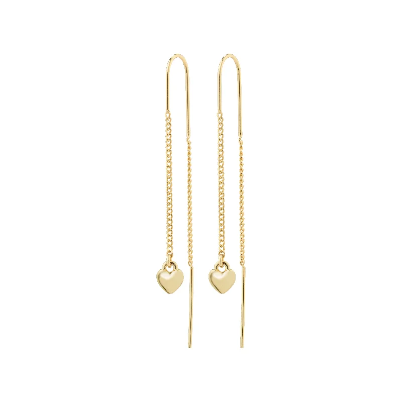 diamond hoop earrings for women -AFRODITTE heart chain-earrings gold-plated