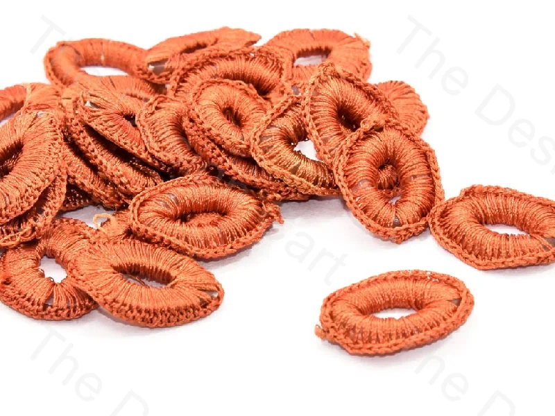 unique rings for women -Dull Orange Oval Crochet Thread Rings