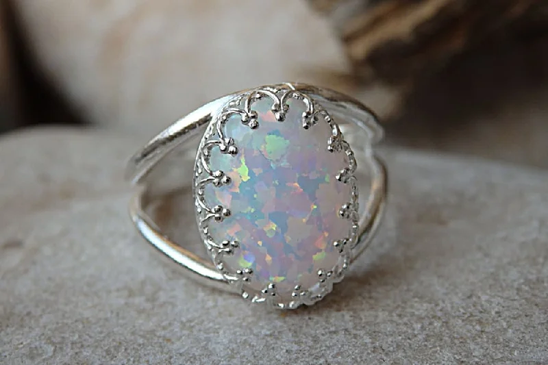 infinity wedding bands for women -Opal Ring