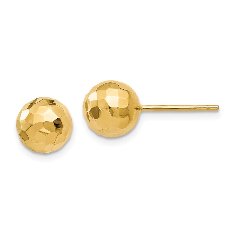 pearl drop earrings for women -8mm Polished Faceted Ball Post Earrings in 14k Yellow Gold