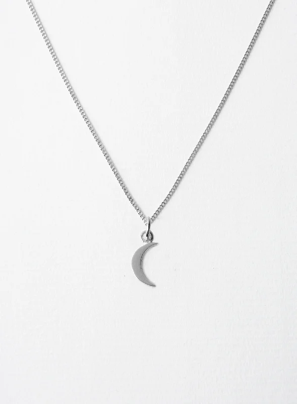 vintage necklaces for women -Small Moon Silver Necklace