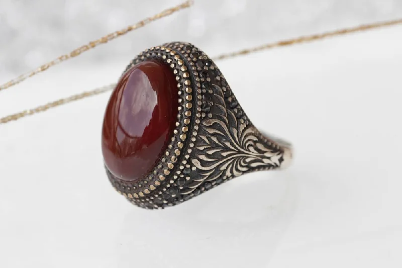 timeless engagement rings -Carnelian ring