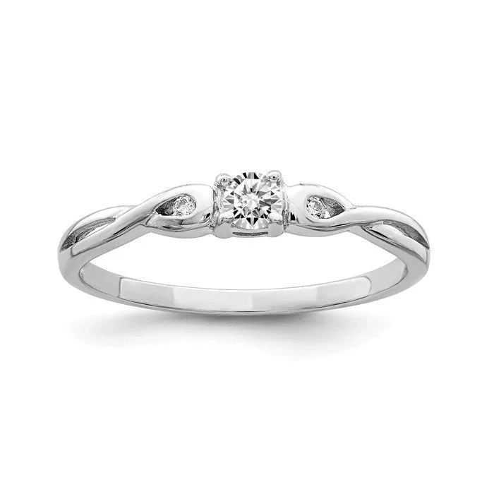 bridesmaid necklaces for women -Sterling Silver CZ Round Infinity Side Accented Ring