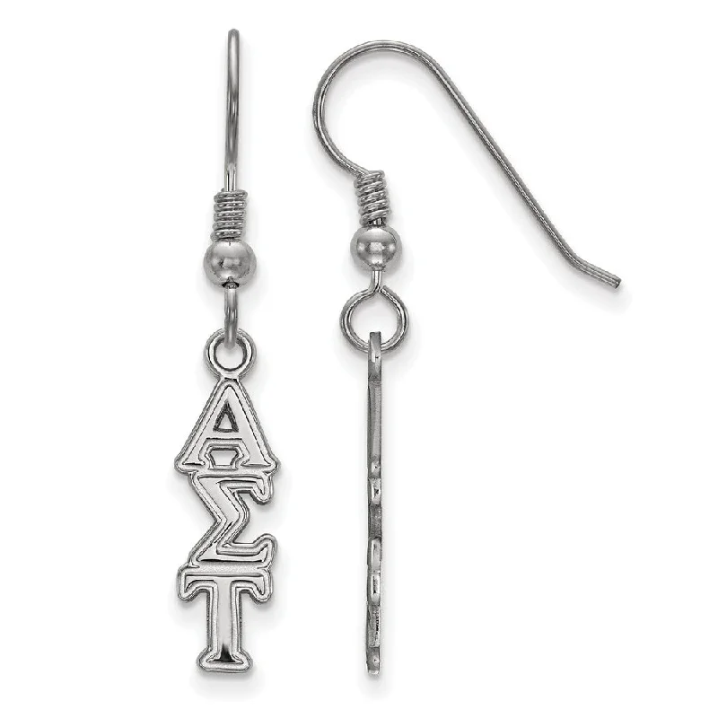 custom earrings for women -Sterling Silver Small Alpha Sigma Tau Dangle Earrings