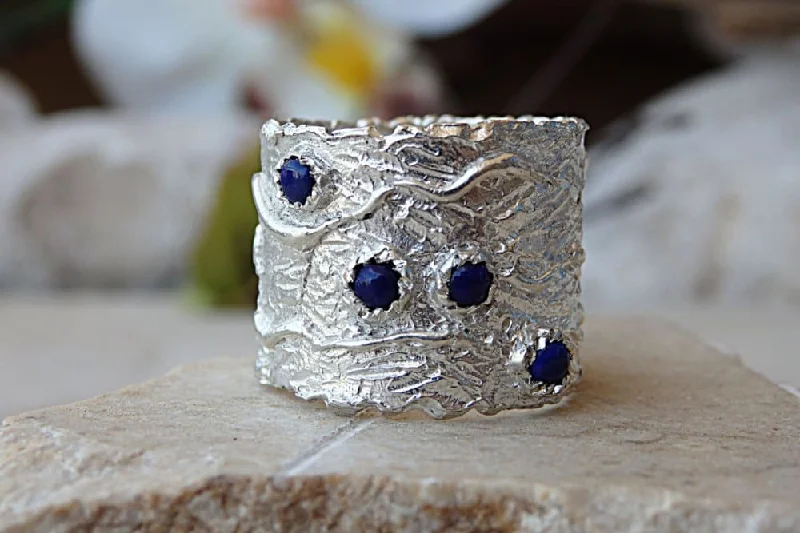 luxury rings for women -Blue gemstone ring