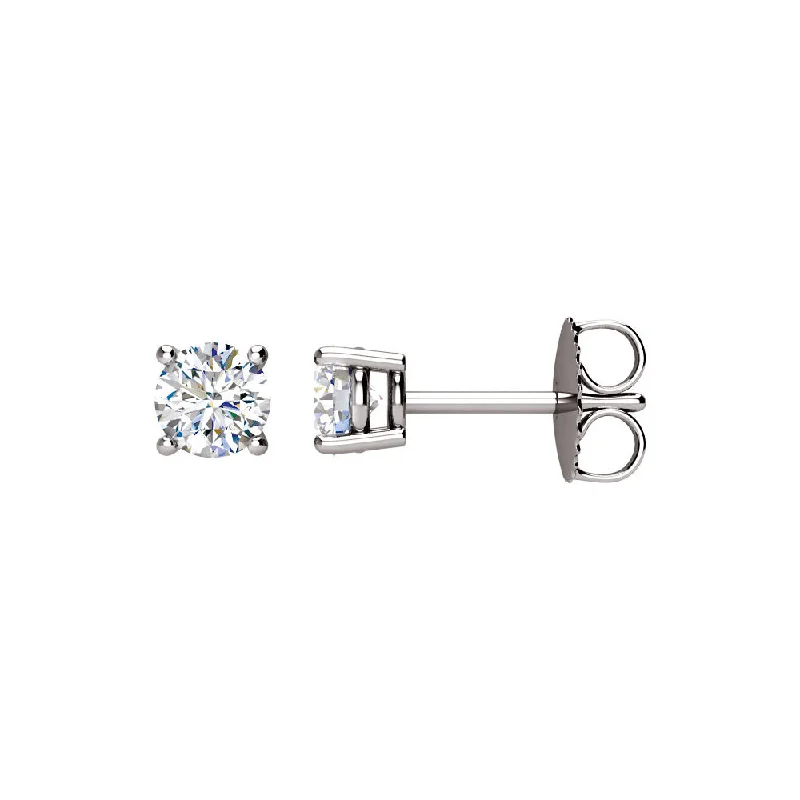 diamond stud earrings for women -Round 3/4 Cttw Basket Style Diamond Stud Earrings in 14k White Gold