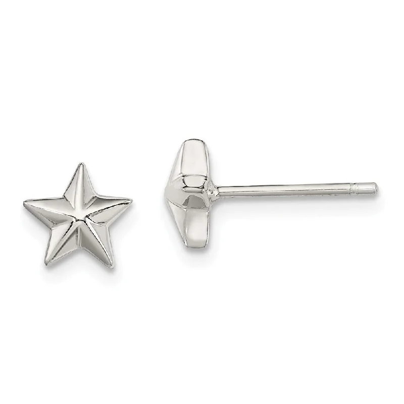 birthstone earrings for women -6mm Nautical Star Post Earrings in Sterling Silver