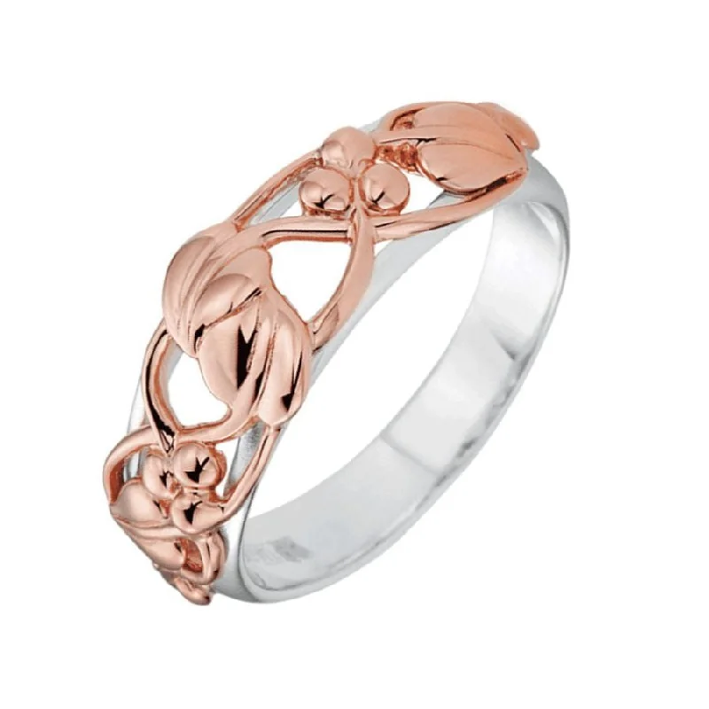 yellow gold rings for women -Silver and 9ct Rose Gold Tree of Life Ring