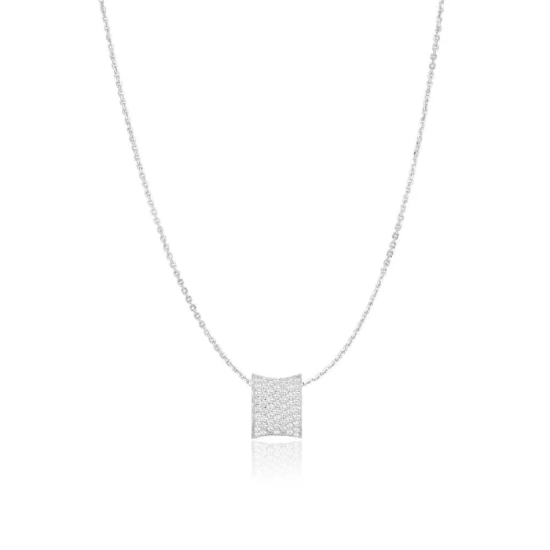 unique necklaces for women -Felline Concavo Silver Necklace w. Zirconias