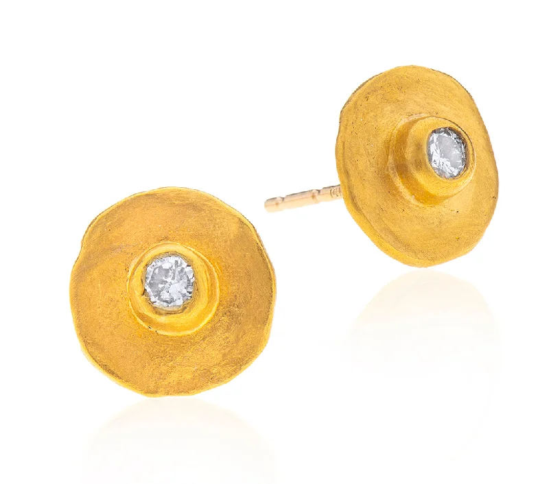 sparkling earrings for women -Nava Zahavi 24K Yellow Gold and Diamonds Earrings