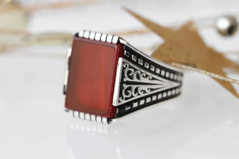 custom wedding rings for women -CARNELIAN RING