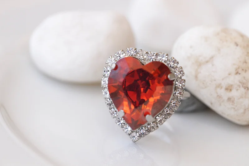 custom promise rings -RED HEART RING