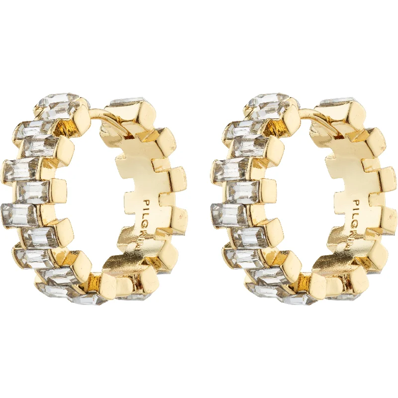 gold-plated earrings for women -HELI crystal hoop earrings gold-plated