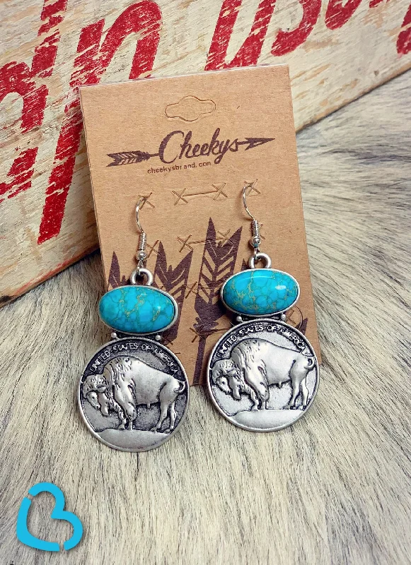 colorful hoop earrings for women -The Shawney Buffalo Nickle Earrings in Turquoise