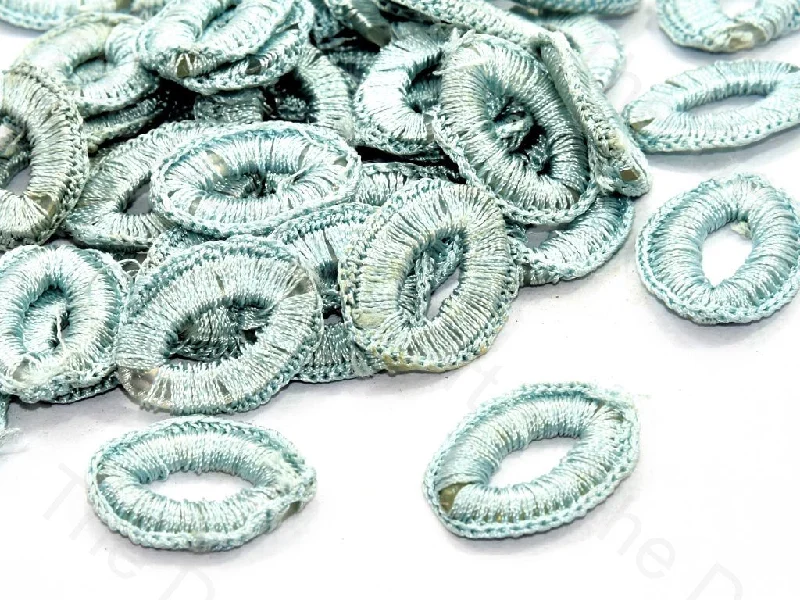 custom-designed wedding rings -Light Sea Green Oval Crochet Thread Rings