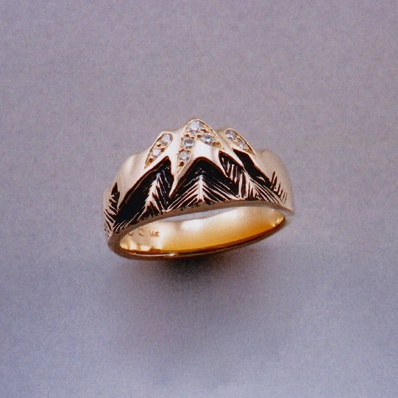 vintage wedding bands for women -Glacier Peak Ring with Diamonds