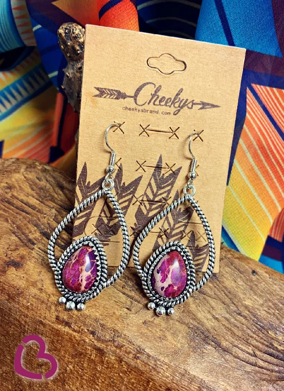 silver drop earrings for women -The Castleford Teardrop Earrings in Purple