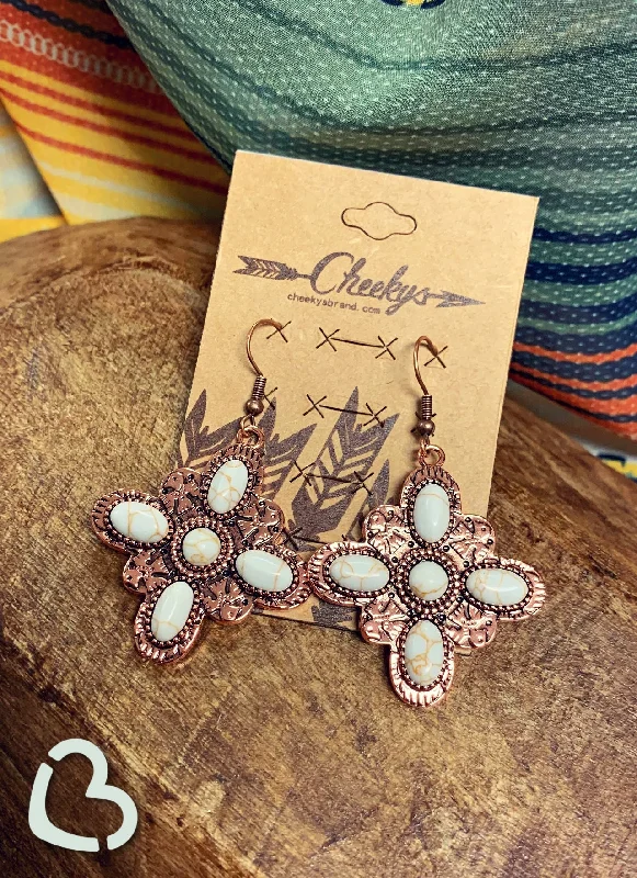 delicate drop earrings for women -Thunderbird Starburst Earrings in White Buffalo and Copper