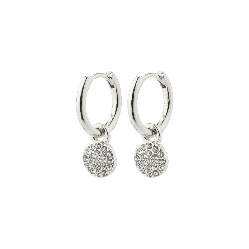 trendy earrings for women -CHAYENNE crystal hoop earrings silver-plated