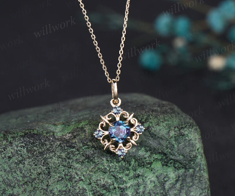 custom necklaces for women -Morelli Pave Garden Gate Vintage Alexandrite  Pendant Necklace Unique jewelry