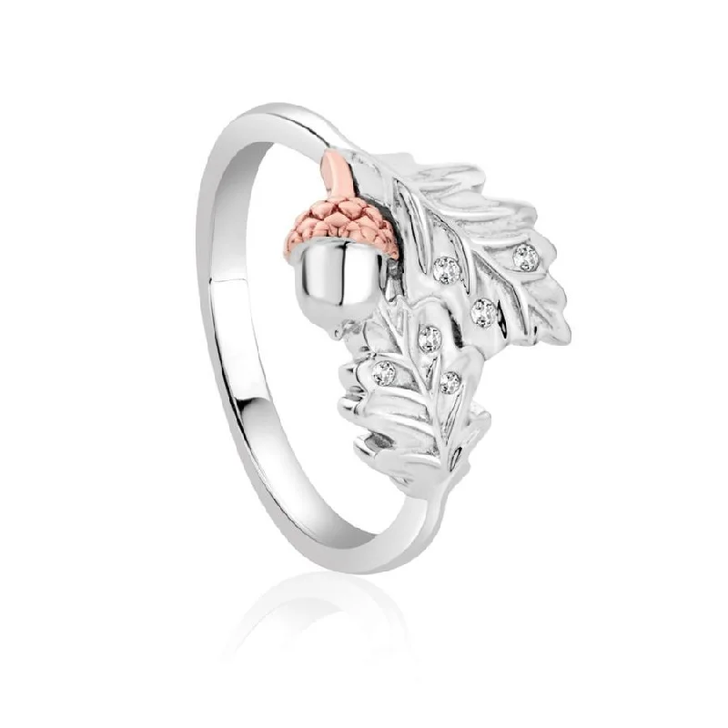 statement rings for women -Silver and 9ct Rose Gold Royal Oak Leaf Ring